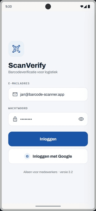 ScanVerify — Inloggen